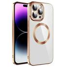 For iPhone 14 Pro Electroplating MagSafe TPU Phone Case with Lens Film(Gold) - 1