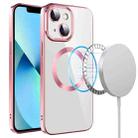 For iPhone 14 Plus Electroplating MagSafe TPU Phone Case with Lens Film(Pink) - 1