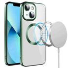 For iPhone 14 Plus Electroplating MagSafe TPU Phone Case with Lens Film(Green) - 1