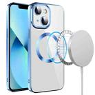 For iPhone 14 Plus Electroplating MagSafe TPU Phone Case with Lens Film(Sierra Blue) - 1