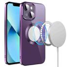 For iPhone 14 Plus Electroplating MagSafe TPU Phone Case with Lens Film(Deep Purple) - 1