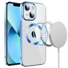 For iPhone 13 Electroplating MagSafe TPU Phone Case with Lens Film(Sierra Blue) - 1