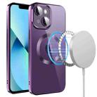 For iPhone 13 Electroplating MagSafe TPU Phone Case with Lens Film(Deep Purple) - 1