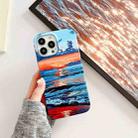 For iPhone 14 Pro Max 2 in 1 Detachable Oil Painting Sea Pattern Phone Case(Blue) - 2