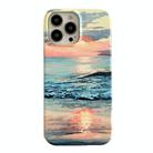 For iPhone 13 Pro Max 2 in 1 Detachable Oil Painting Sea Pattern Phone Case(Yellow Pink) - 1