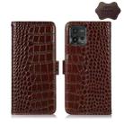 For Motorola Moto G72 Magnetic Crocodile Texture Genuine Leather RFID Phone Case(Brown) - 1