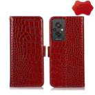 For Xiaomi Redmi 11 Prime 4G Magnetic Crocodile Texture Genuine Leather RFID Phone Case(Red) - 1