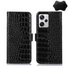 For Xiaomi Redmi Note 12 Pro+ China Magnetic Crocodile Texture Genuine Leather RFID Phone Case(Black) - 1