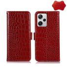 For Xiaomi Redmi Note 12 Pro+ China Magnetic Crocodile Texture Genuine Leather RFID Phone Case(Red) - 1