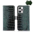 For Xiaomi Redmi Note 12 Pro+ China Magnetic Crocodile Texture Genuine Leather RFID Phone Case(Green) - 1