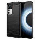 For Xiaomi 12T Pro Brushed Texture Carbon Fiber TPU Phone Case(Black) - 1