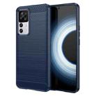 For Xiaomi 12T Pro Brushed Texture Carbon Fiber TPU Phone Case(Blue) - 1