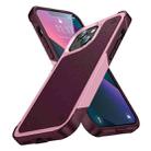 For iPhone 13 PC + TPU Shockproof Protective Phone Case(Pink+Dark Red) - 1