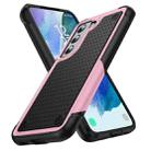 For Samsung Galaxy S21 FE 5G PC + TPU Shockproof Protective Phone Case(Pink+Black) - 1