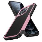 For iPhone 12 Pro PC + TPU Shockproof Protective Phone Case(Pink+Black) - 1