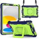 For iPad 10th Gen 10.9 2022 Silicone + PC Bracelet Holder Tablet Case(Navy Blue + Yellow Green) - 1