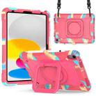 For iPad 10th Gen 10.9 2022 Silicone + PC Bracelet Holder Tablet Case(Camouflage + Rose Red) - 1