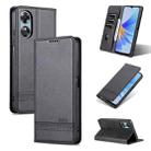For OPPO A17 AZNS Magnetic Calf Texture Flip Leather Phone Case(Black) - 1