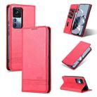 For Xiaomi 12T / 12T Pro / Redmi K50 Ultra AZNS Magnetic Calf Texture Flip Leather Phone Case(Red) - 1