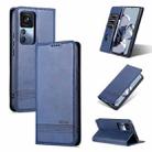 For Xiaomi 12T / 12T Pro / Redmi K50 Ultra AZNS Magnetic Calf Texture Flip Leather Phone Case(Dark Blue) - 1