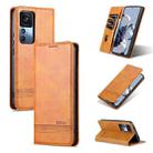 For Xiaomi 12T / 12T Pro / Redmi K50 Ultra AZNS Magnetic Calf Texture Flip Leather Phone Case(Light Brown) - 1