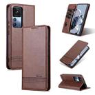 For Xiaomi 12T / 12T Pro / Redmi K50 Ultra AZNS Magnetic Calf Texture Flip Leather Phone Case(Dark Brown) - 1