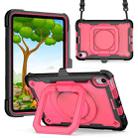 For iPad mini 6 Silicone + PC Bracelet Holder Tablet Case(Black + Rose Red) - 1