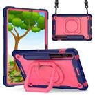 For Samsung Galaxy Tab S7 / S8 Silicone + PC Bracelet Holder Tablet Case(Navy Blue + Rose Red) - 1