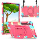 For Samsung Galaxy Tab S7+ / S8+ / S7 FE Silicone + PC Bracelet Holder Tablet Case(Camouflage + Rose Red) - 1