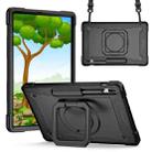 For Samsung Galaxy Tab S7+ / S8+ / S7 FE Silicone + PC Bracelet Holder Tablet Case(Black) - 1