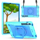 For Samsung Galaxy Tab S7+ / S8+ / S7 FE Silicone + PC Bracelet Holder Tablet Case(Mint Green + Blue) - 1