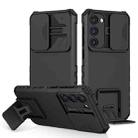 For Samsung Galaxy S23 5G Stereoscopic Holder Sliding Camshield Phone Case(Black) - 1