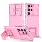 For Samsung Galaxy S23 Ultra 5G Stereoscopic Holder Sliding Camshield Phone Case(Pink) - 1