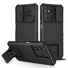 For Samsung Galaxy A14 5G Stereoscopic Holder Sliding Camshield Phone Case(Black) - 1