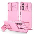 For Samsung Galaxy A14 5G Stereoscopic Holder Sliding Camshield Phone Case(Pink) - 1