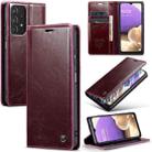 For Samsung Galaxy A32 5G／M32 5G CaseMe 003 Crazy Horse Texture Leather Phone Case(Wine Red) - 1