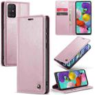 For Samsung Galaxy A51 4G/M40S CaseMe 003 Crazy Horse Texture Leather Phone Case(Rose Gold) - 1