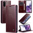 For Samsung Galaxy S20 CaseMe 003 Crazy Horse Texture Leather Phone Case(Wine Red) - 1