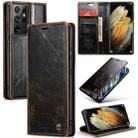 For Samsung Galaxy S21 Ultra 5G CaseMe 003 Crazy Horse Texture Leather Phone Case(Coffee) - 1