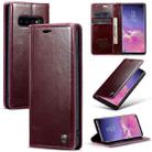 For Samsung Galaxy S10+ CaseMe 003 Crazy Horse Texture Leather Phone Case(Wine Red) - 1