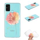 For Huawei Honor 9A Coloured Drawing Pattern Transparent TPU Case(Orange Flower) - 1