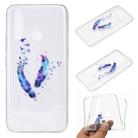 For Huawei Y7p Coloured Drawing Pattern Transparent TPU Case(Feather) - 1