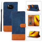 For Xiaomi Poco X3 NFC Splicing Leather Phone Case(Dark Blue) - 1