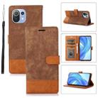 For Xiaomi Mi 11 Lite Splicing Leather Phone Case(Brown) - 1