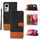 For Xiaomi 12 Splicing Leather Phone Case(Black) - 1
