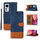 For Xiaomi 12 Splicing Leather Phone Case(Dark Blue) - 1