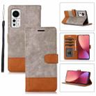 For Xiaomi 12 Splicing Leather Phone Case(Grey) - 1