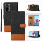 For Xiaomi Redmi 10 Splicing Leather Phone Case(Black) - 1