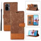 For Xiaomi Redmi 10 Splicing Leather Phone Case(Brown) - 1