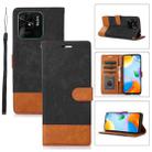 For Xiaomi Redmi 10 India Splicing Leather Phone Case(Black) - 1